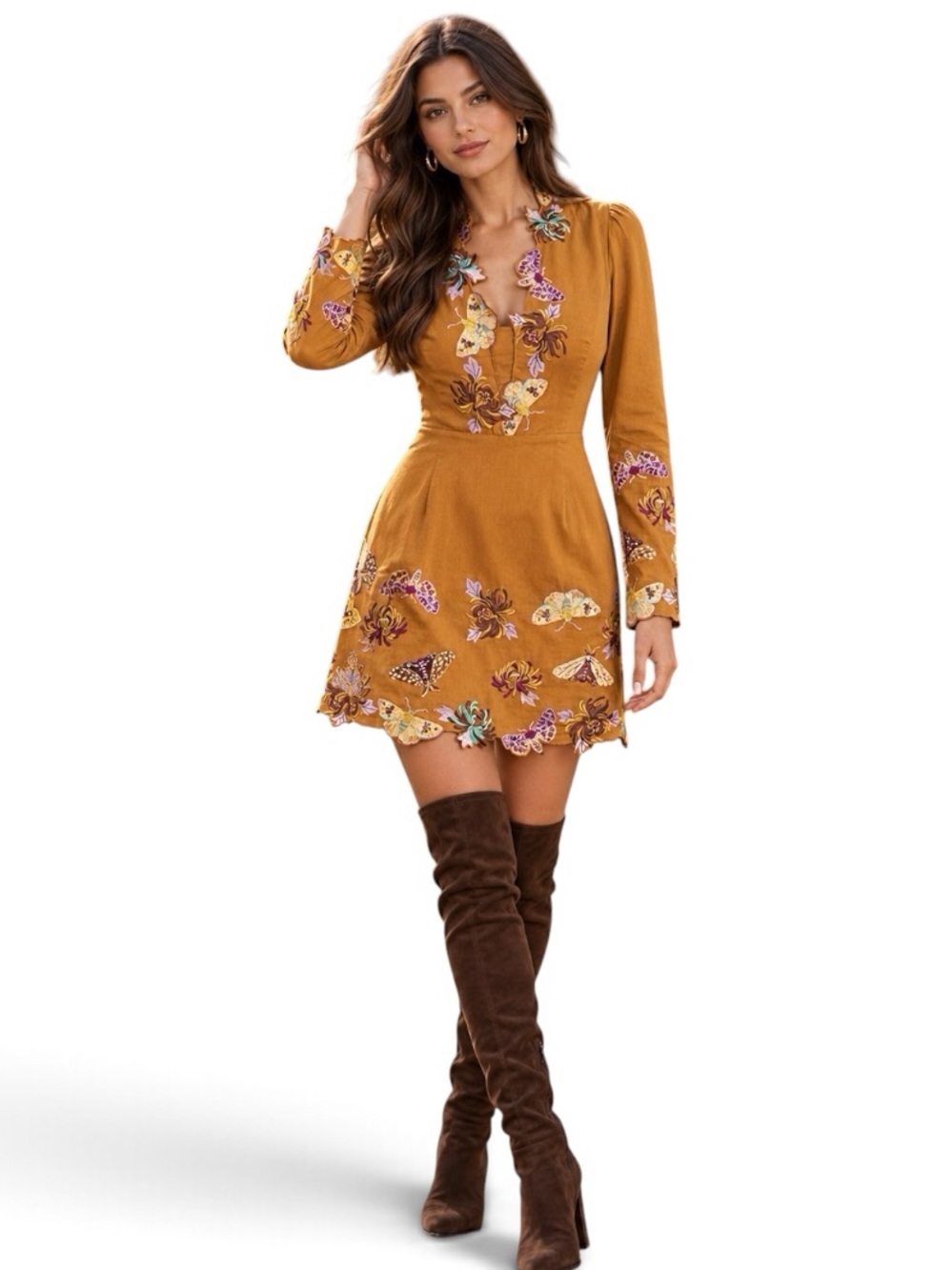 Maeve Anthropologie Embroidered Open-Back Mini Dress Size 6